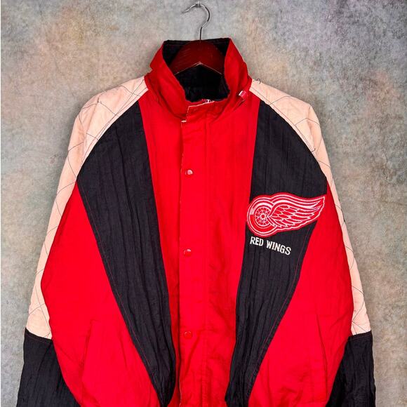 VTG 90s Detroit Red Wings Starter Jacket Mens Sz XL Red NHL Hockey Puffer Sports - Picture 3 of 10